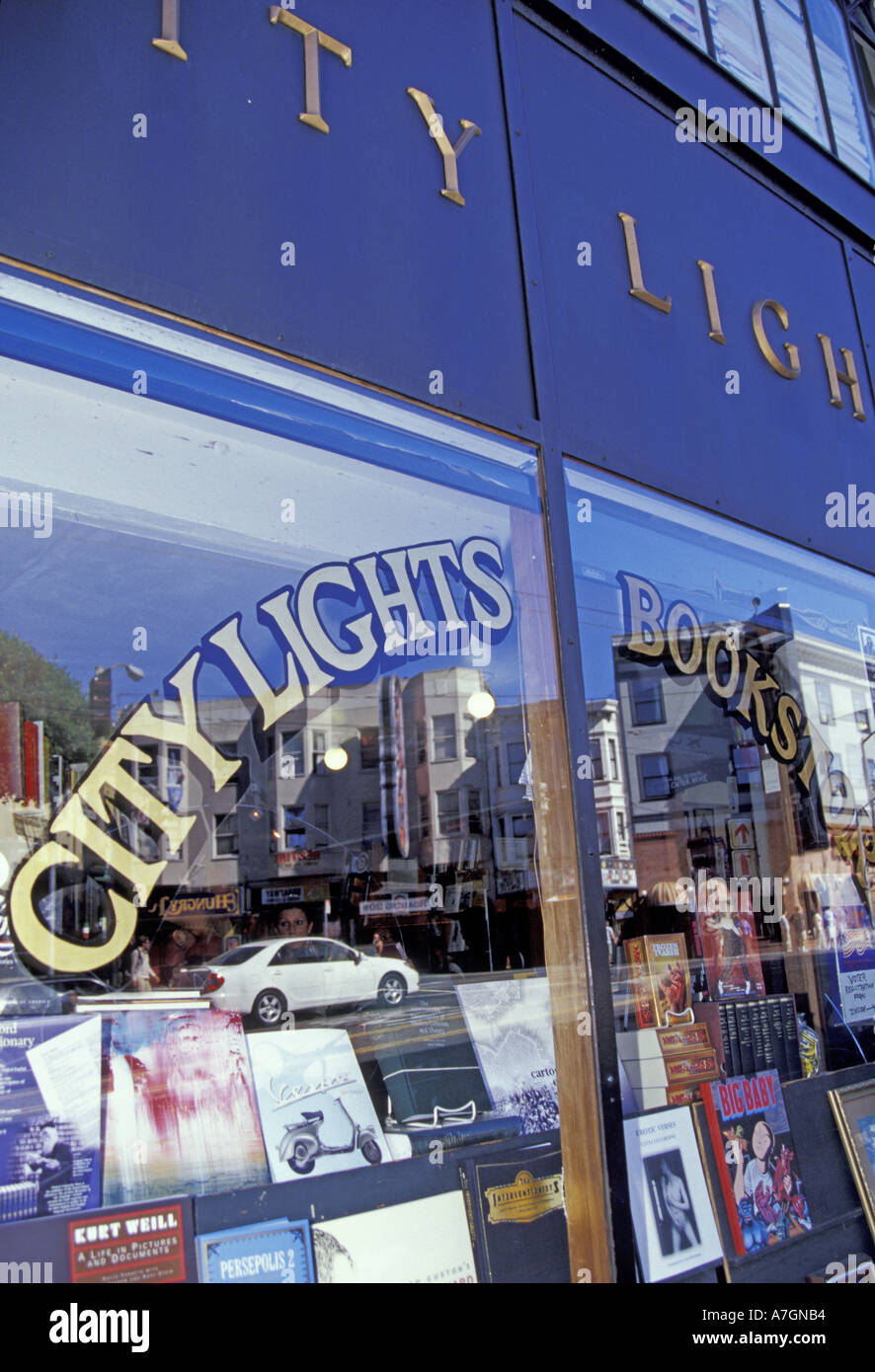 États-unis, Californie, San Francisco, Columbus Avenue, City Lights Bookstore. (Maison de la littérature Beat en mouvement 1950) Banque D'Images
