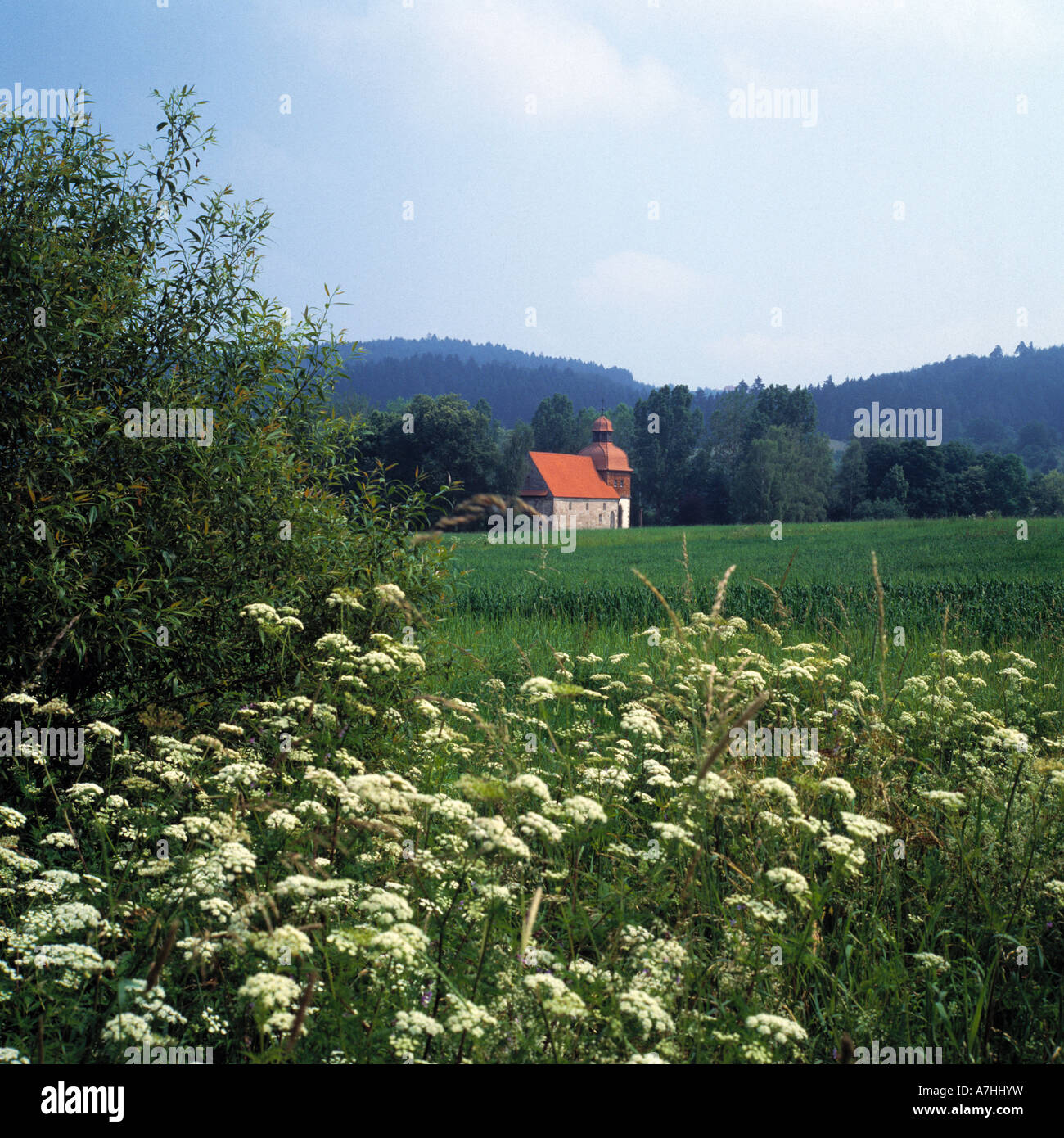 Romanische Weilerkirche Haigerloch-Owingen à Sankt Georg, Alb Schwaebische, Bade-Wurtemberg Banque D'Images