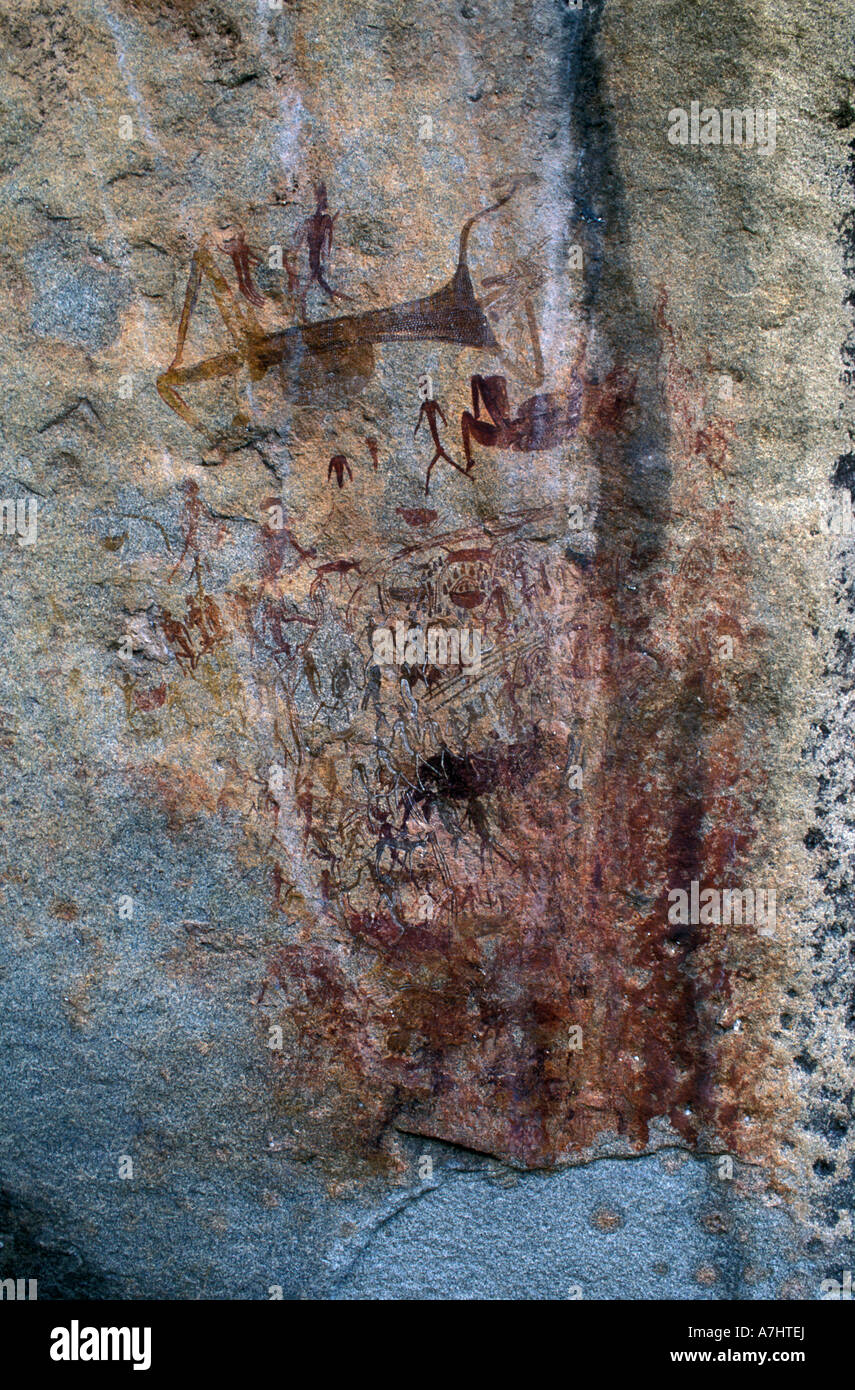 Diana's Vow peinture rupestre Eastern Highlands Zimbabwe Banque D'Images