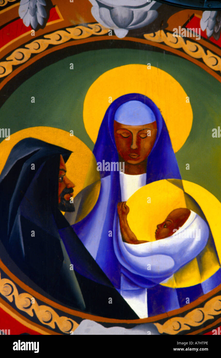 Castries St Lucia Cathédrale Immaculée Conception Sainte Famille - Vierge noire par Dunstan St Omer Vierge Noire Banque D'Images