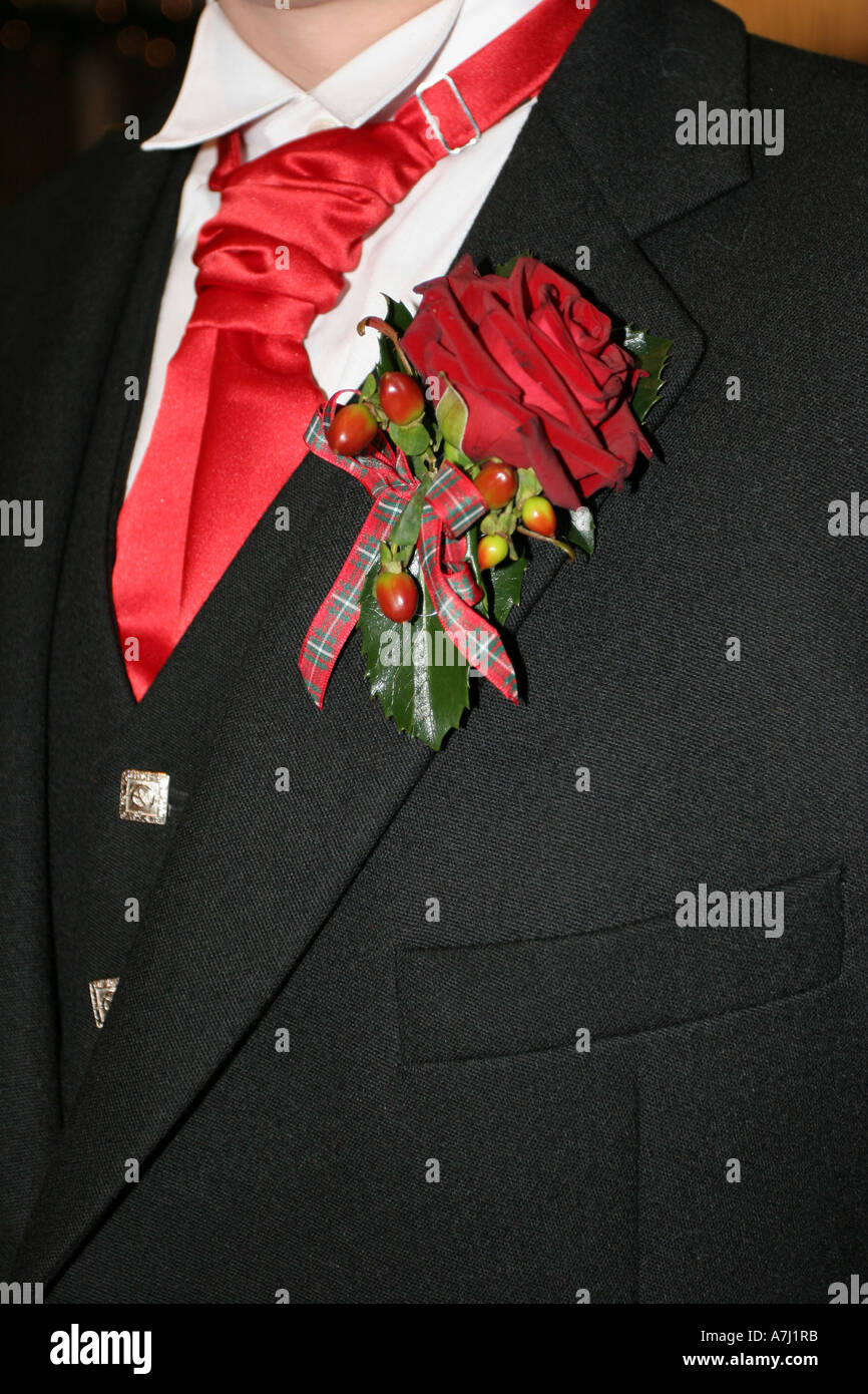 Le marié mariage boutonnière, Ecosse, Royaume-Uni Banque D'Images