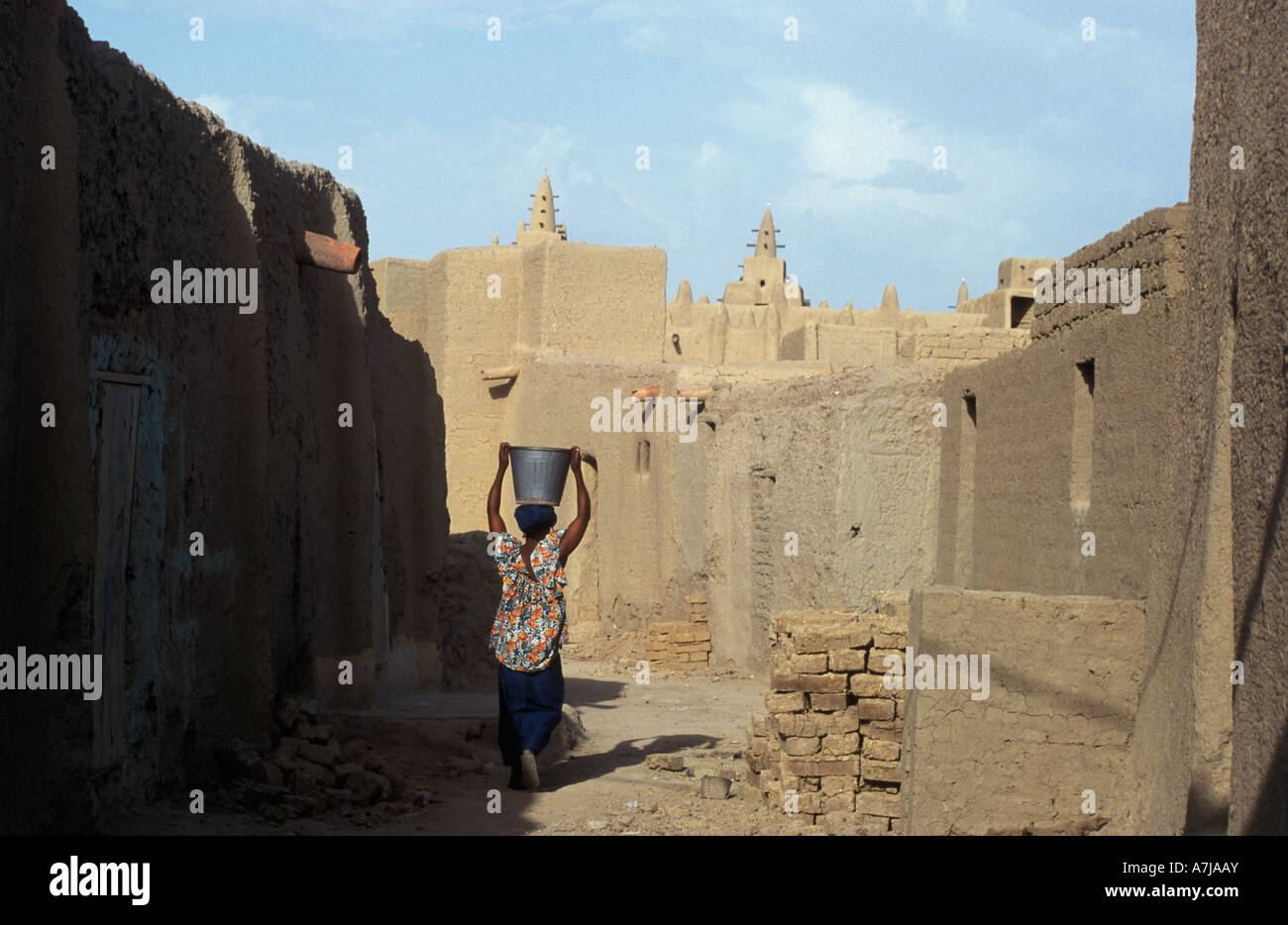 La ville de Djenné est entièrement construit par des maisons en torchis, au Mali Banque D'Images