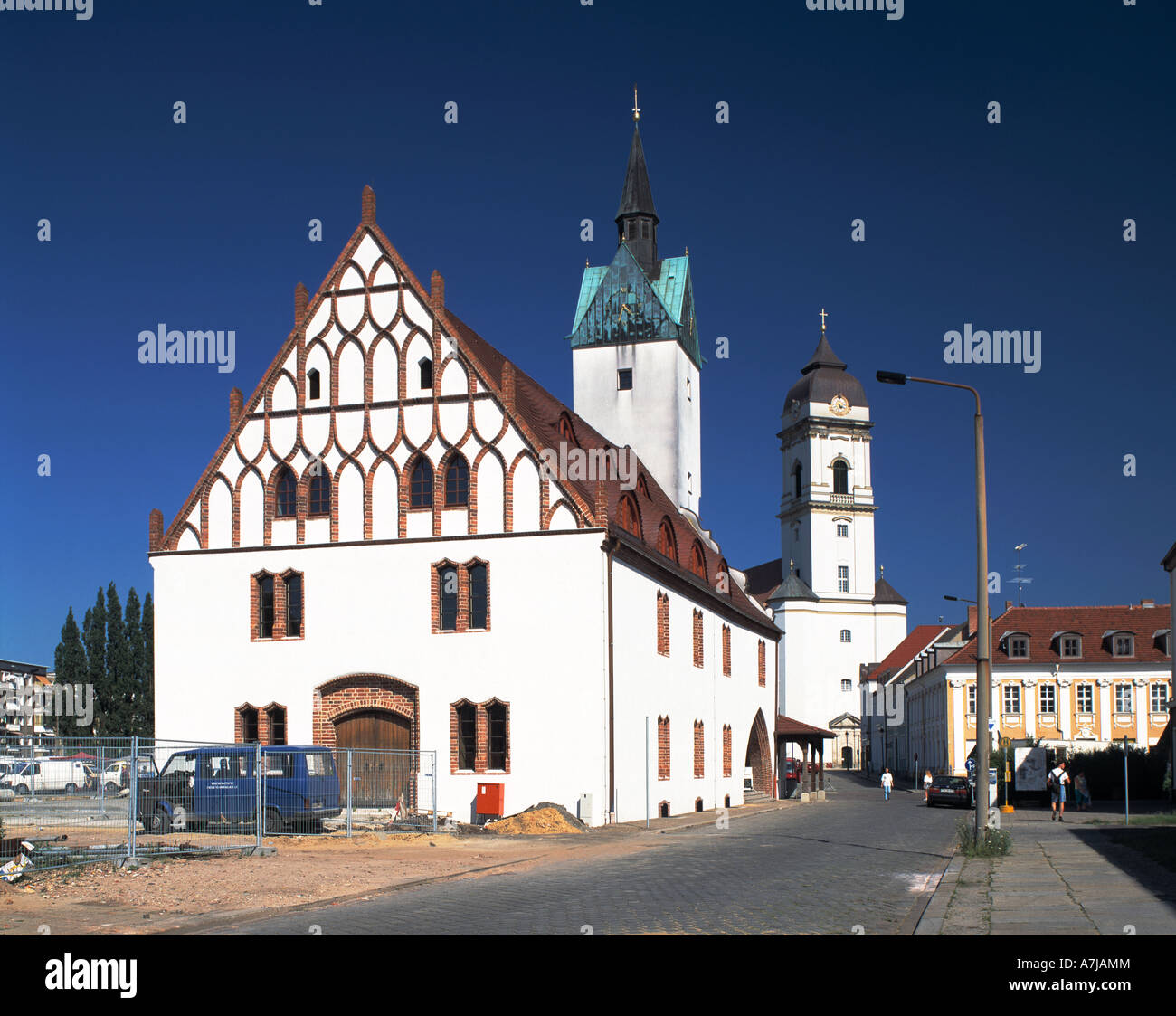 Altes Rathaus und Dom Sankt Marien à Fuerstenwalde Spree, Brandebourg, Banque D'Images