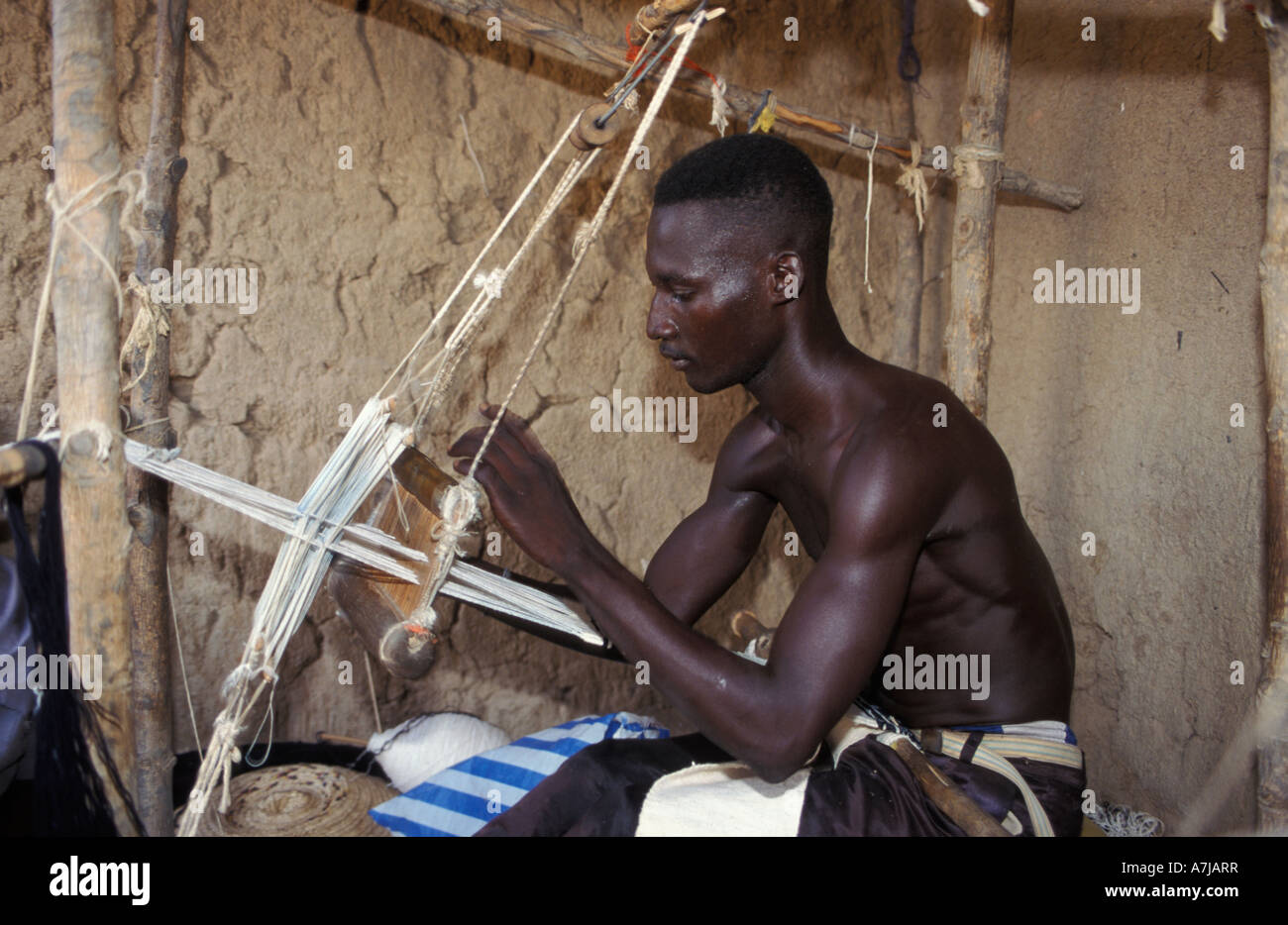 Weaver traditionnel, Djenné, Mali Banque D'Images