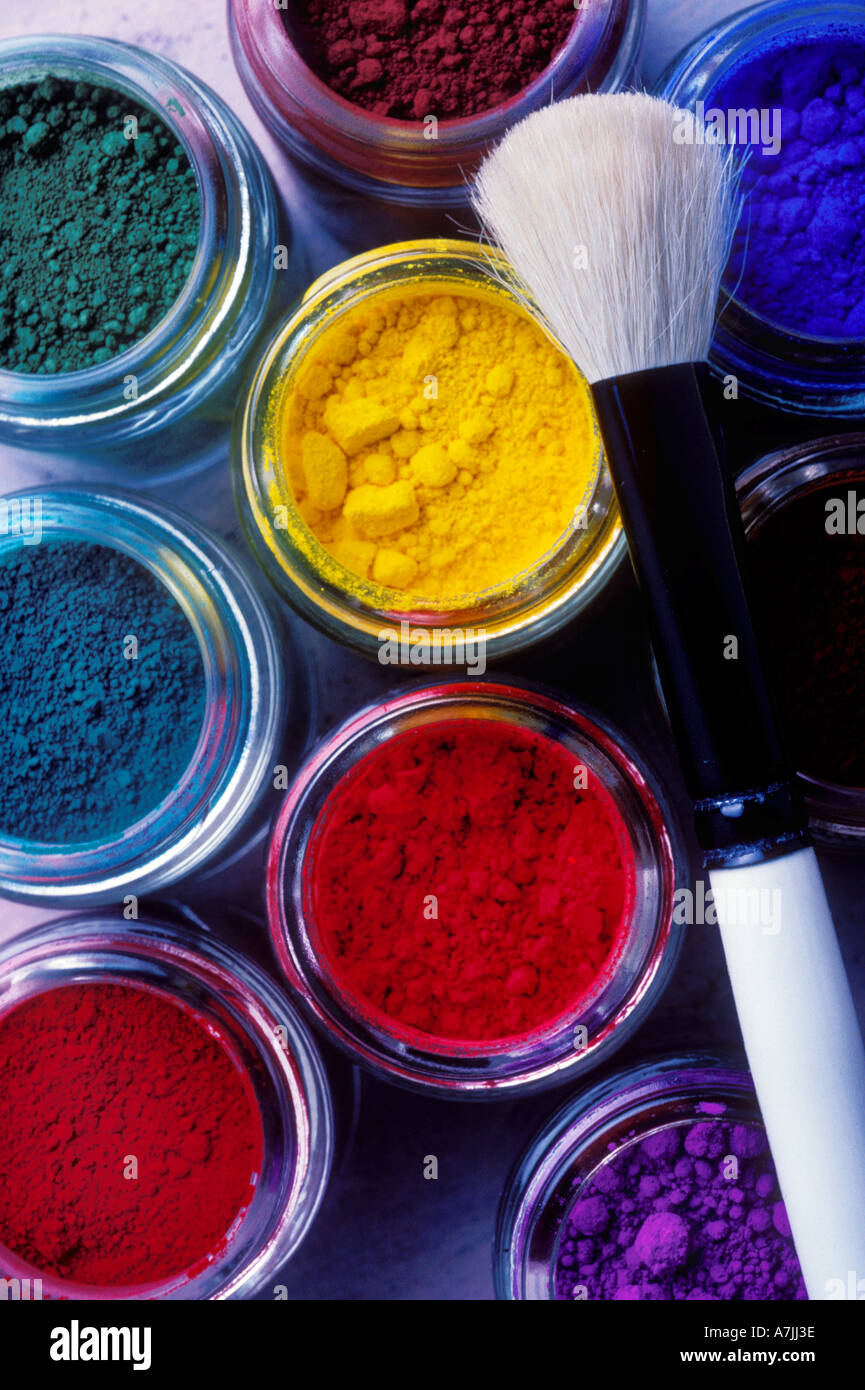 La poudre de visage et pinceau Banque D'Images