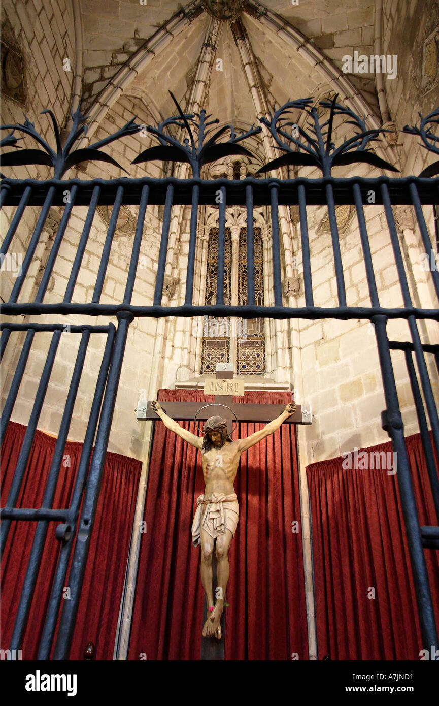 L'intérieur de la cathédrale gothique de Santa Eulalia 3 Barcelone Banque D'Images