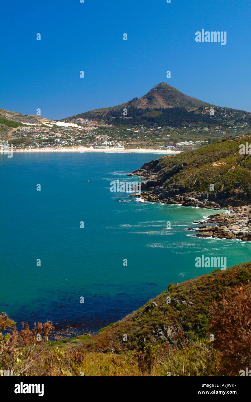 Vue imprenable de Hout Bay et Little Lions Head, près de Cape Town Afrique du Sud Banque D'Images