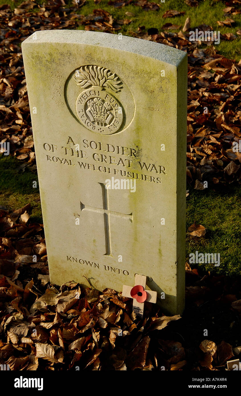 Pierre tombale d'un soldat de la Grande Guerre mémorial de Thiepval Vallée de la Somme France Banque D'Images