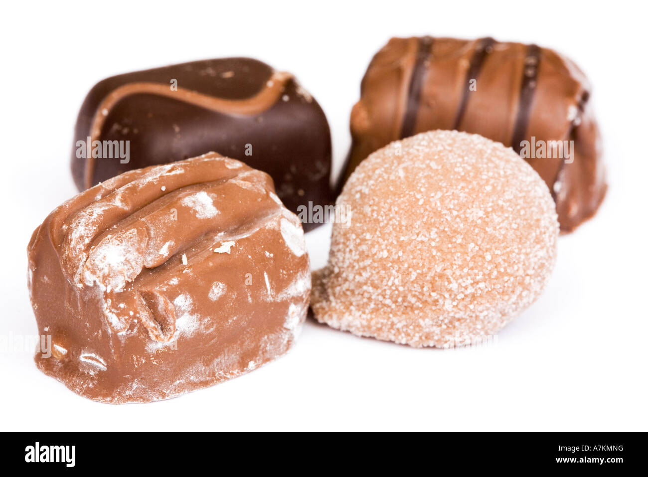Sélection de chocolats belges isolated on white Banque D'Images