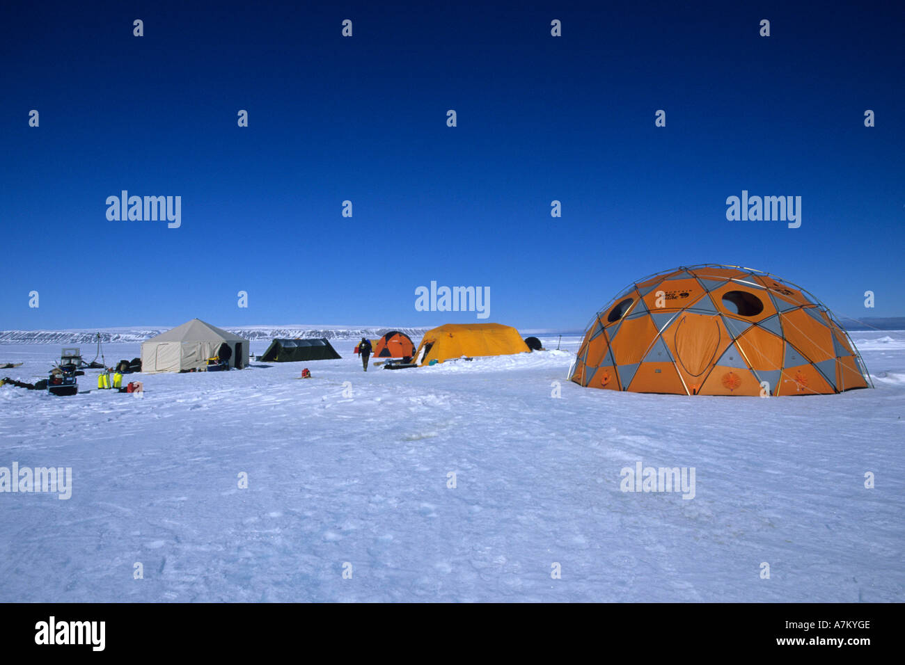 Tendance s Lancaster camp Canada Lancaster de l'Arctique nord de l'île de Baffin, Nunavut Banque D'Images