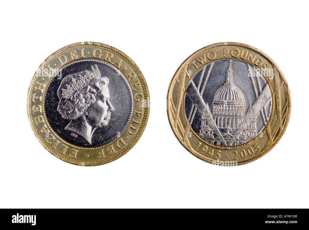 2005 UK GBP livre deux coins avec la cathédrale St Paul Banque D'Images