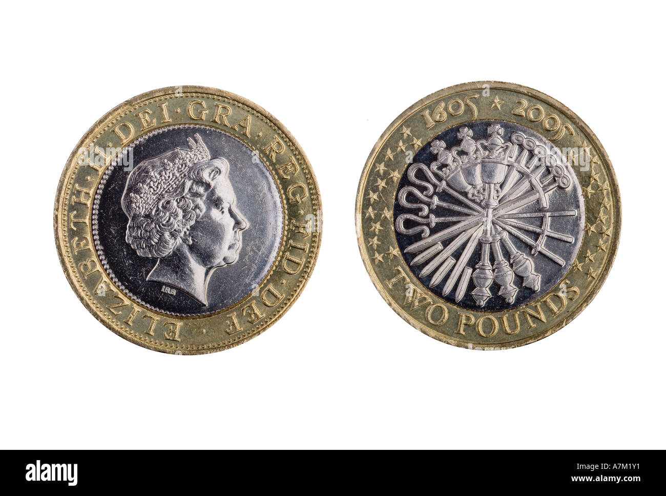 2005 UK GBP livre deux coins. 400e anniversaire de la Conspiration Banque D'Images