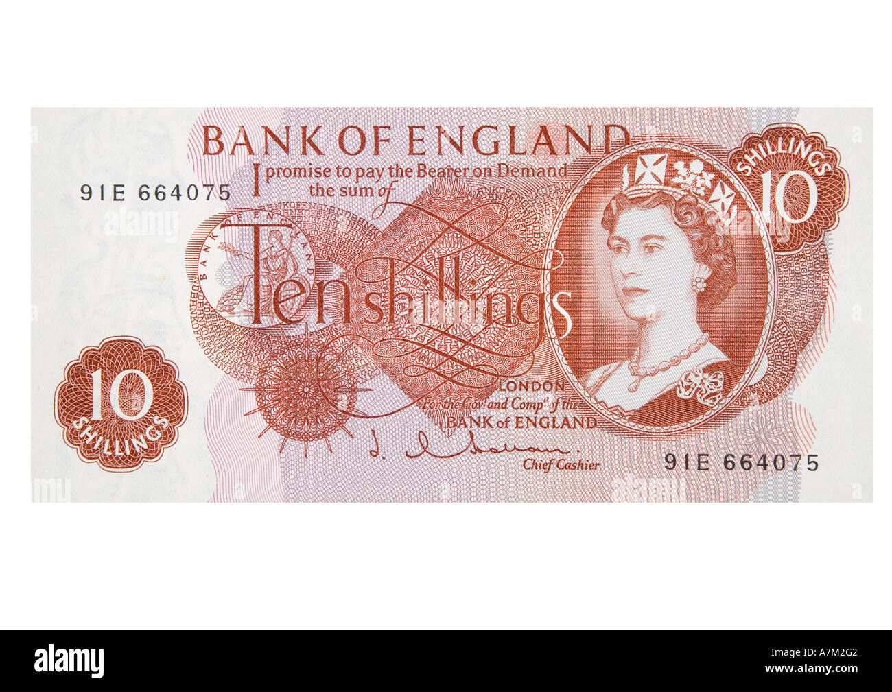 Close up of a dix shilling 10 Remarque UK GB GBP. N'a plus cours légal Banque D'Images