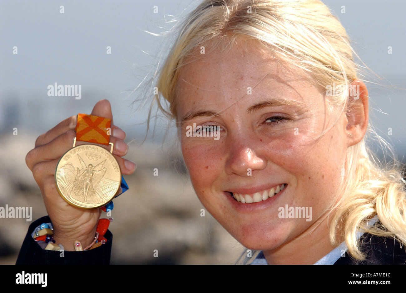Médaillé d'or aux Jeux Olympiques de 2004 Sarah Ayton Banque D'Images
