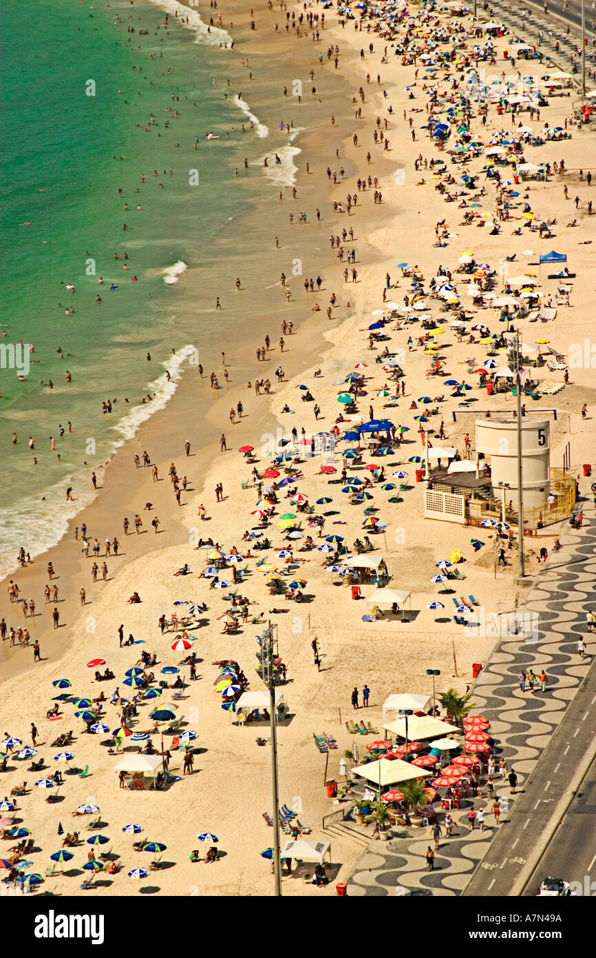 Rio de Janeiro Copacabana beach birds eye view Banque D'Images