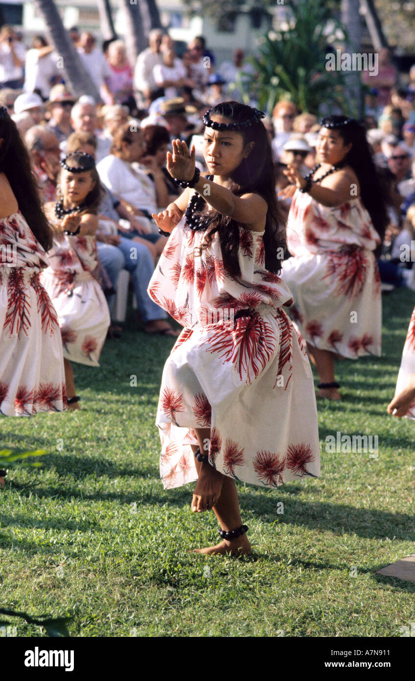 Danseurs hula hawaïen Banque D'Images