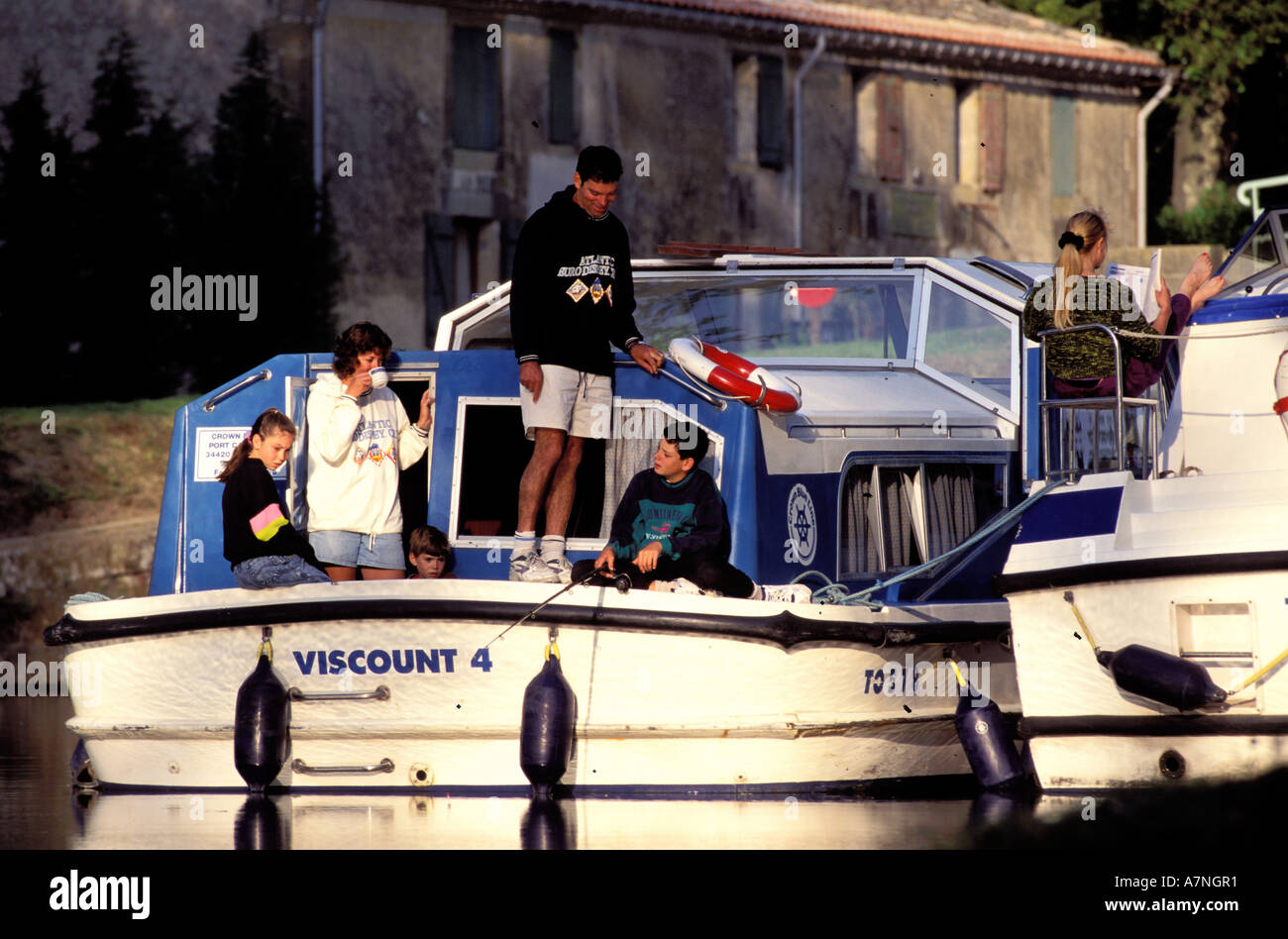 France, Aude, Canal du Midi, balade en bateau près de la planque lock Banque D'Images