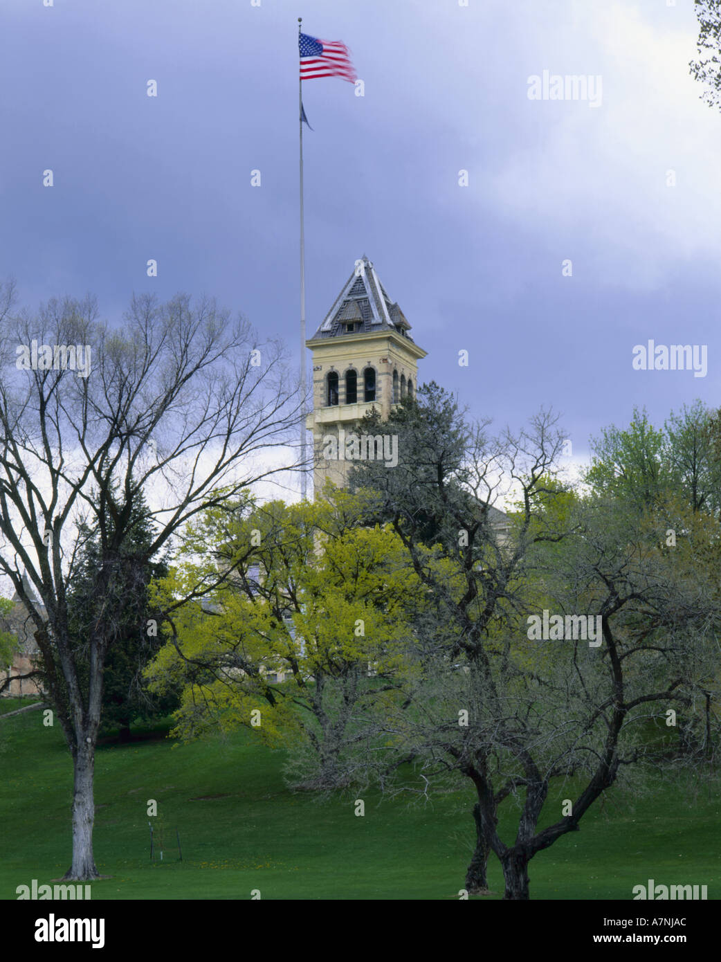 L'Utah. USA. Vieux bâtiment principal historique & Old Main Hill. Utah State University, Logan. Banque D'Images