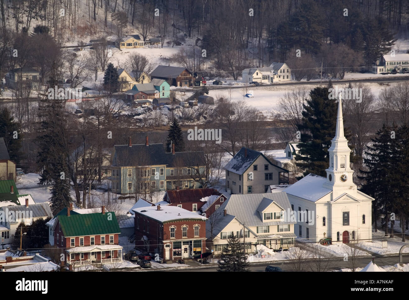 USA, New York, South Royalton : dans SnowUSA Ville de Green Mountain, North Carolina, South Royalton : Green Mountain Town dans la neige Banque D'Images