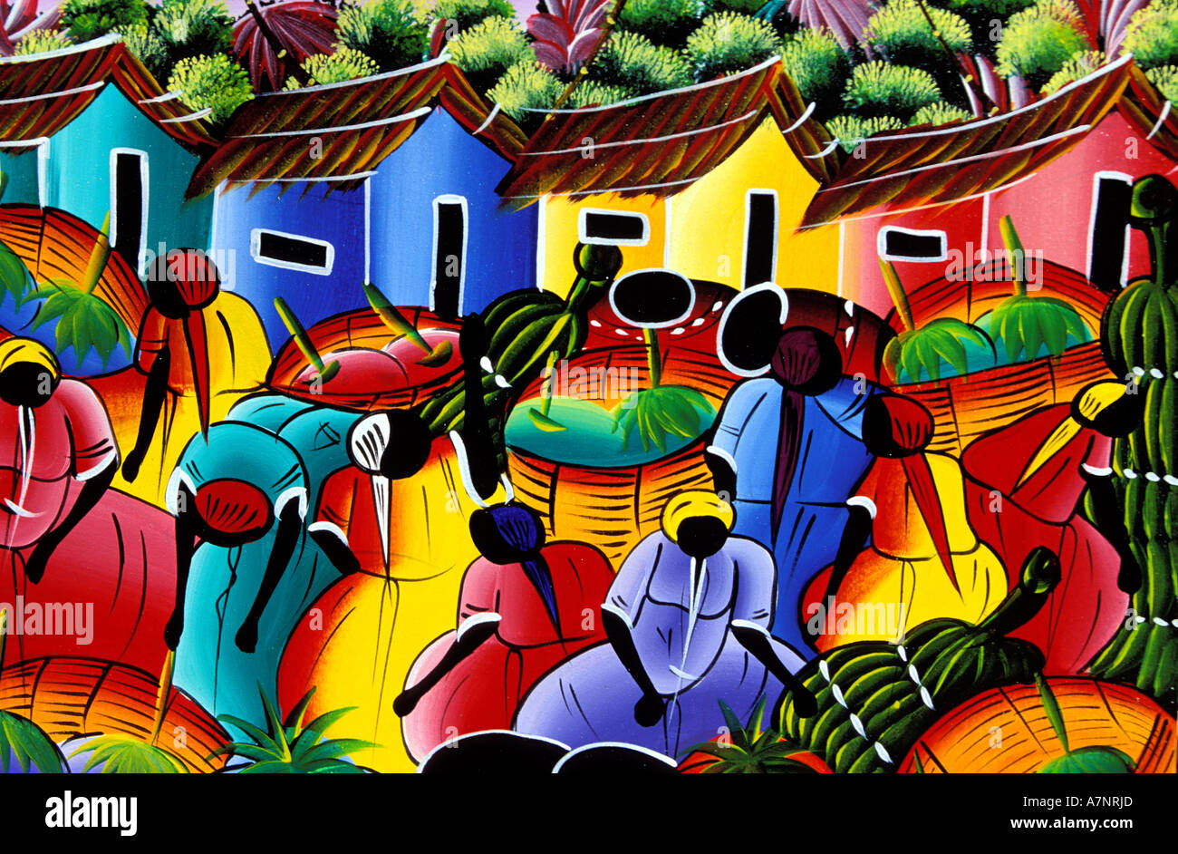 La peinture naïve, République dominicaine Banque D'Images