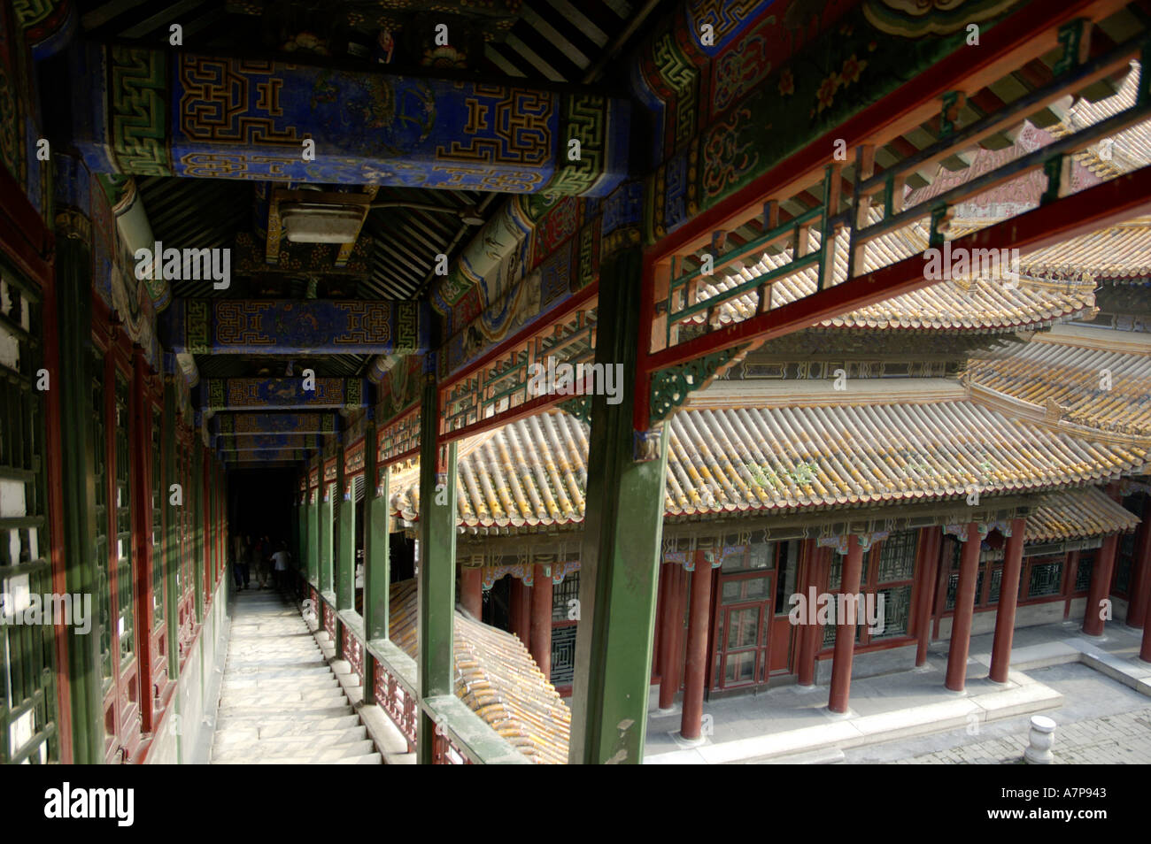 9 Minzu Yuan Chine Pékin Palais d'été à l'intérieur de la galerie du pavillon de fragrance bouddhique Foxiang ge Banque D'Images