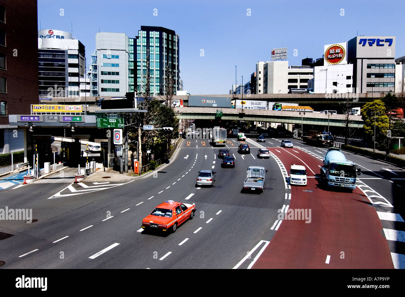 Tokyo Japon embouteillage voitures d'autoroute road rush Banque D'Images