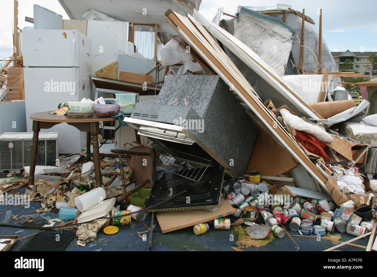 Floride,Charlotte County,Port Charlotte,météo,Hurricane Charley dégâts,mobile,maison,résidence,maison maison maisons maisons résidence,propriété,quartier Banque D'Images