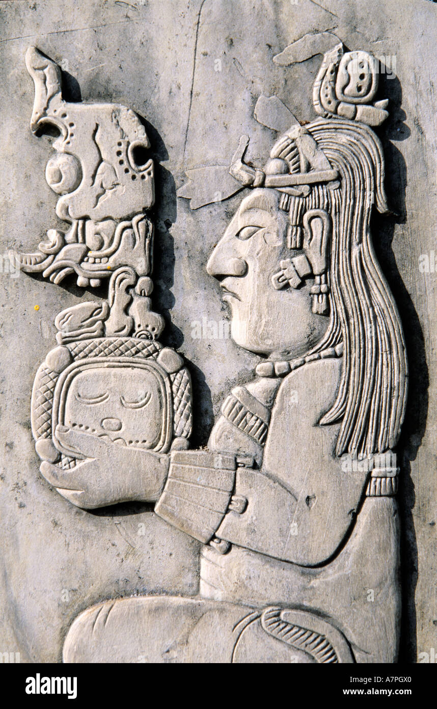 Le Mexique, l'État du Chiapas, Palenque, fresque Maya Banque D'Images