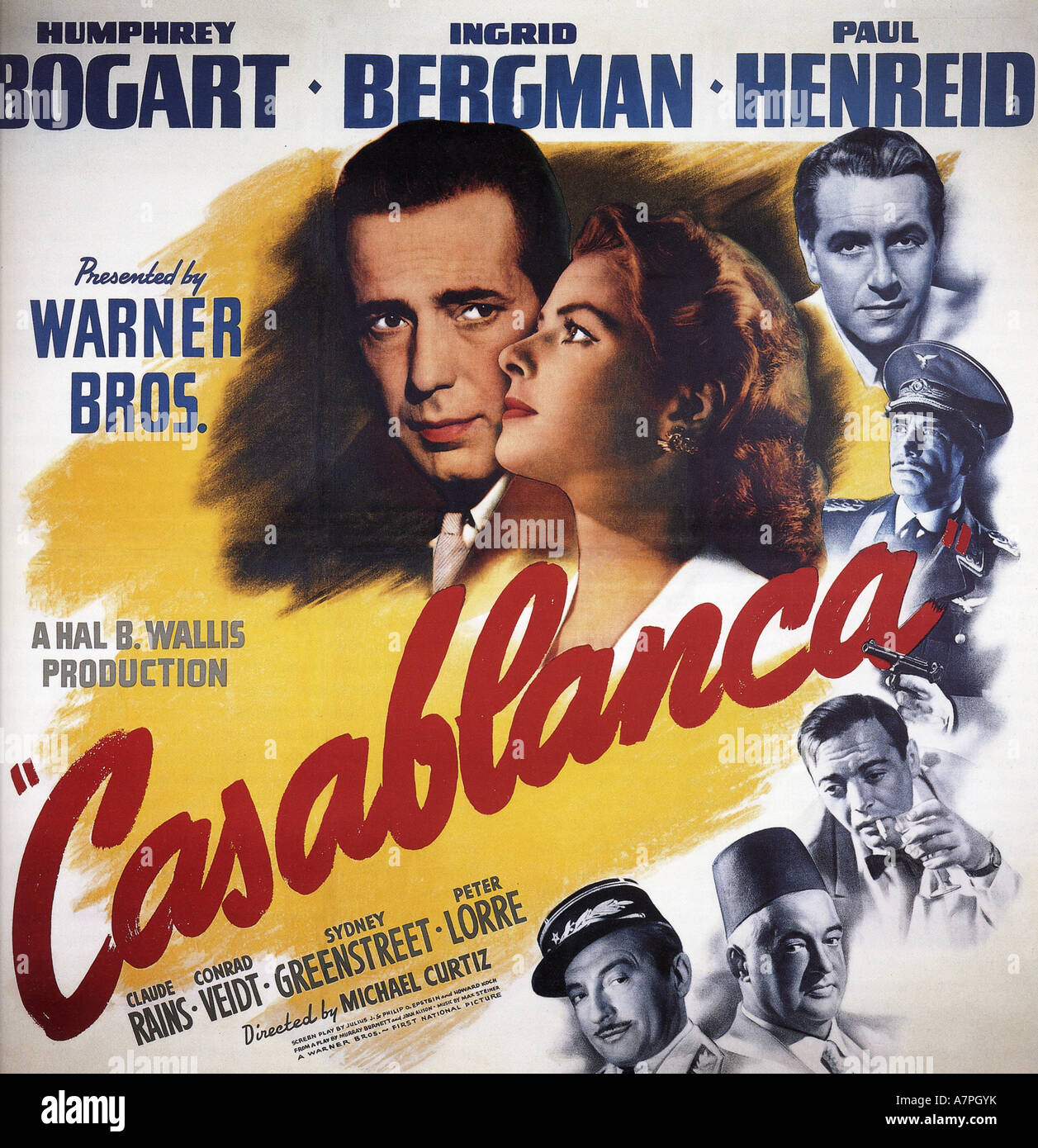 Pour l'affiche de Casablanca 1942 Warner film avec Humphrey Bogart et Ingrid Bergman Banque D'Images