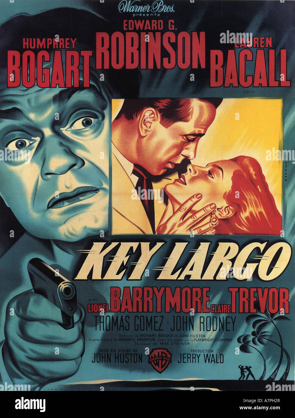 KEY LARGO affiche pour 1948 Warner film avec Humphrey Bogart et Lauren Bacall Banque D'Images