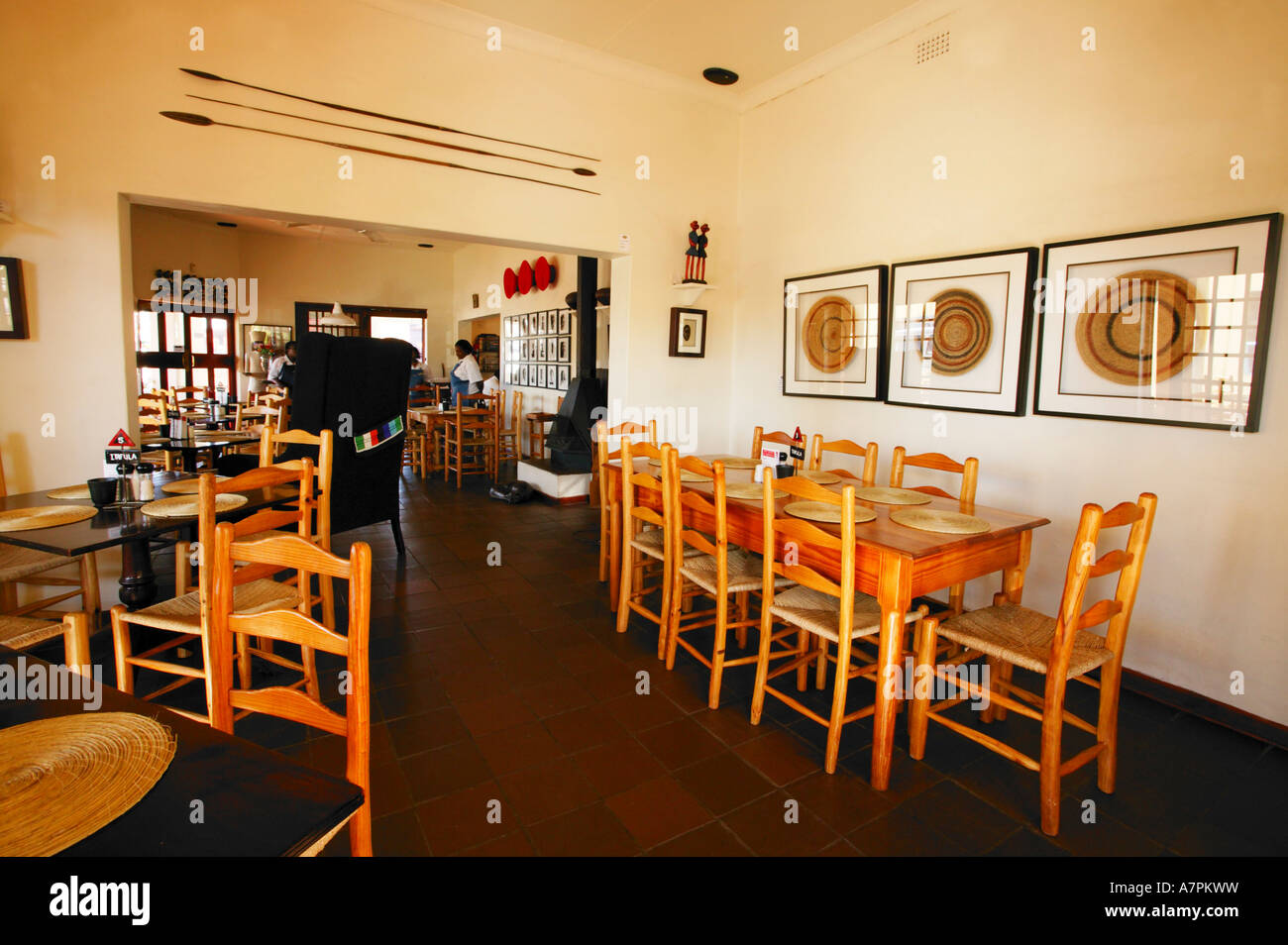 L'intérieur de Harries crêpes dans Graskop avec son décor ethnique un arrêt touristique populaire sur la route touristique Panorama Banque D'Images