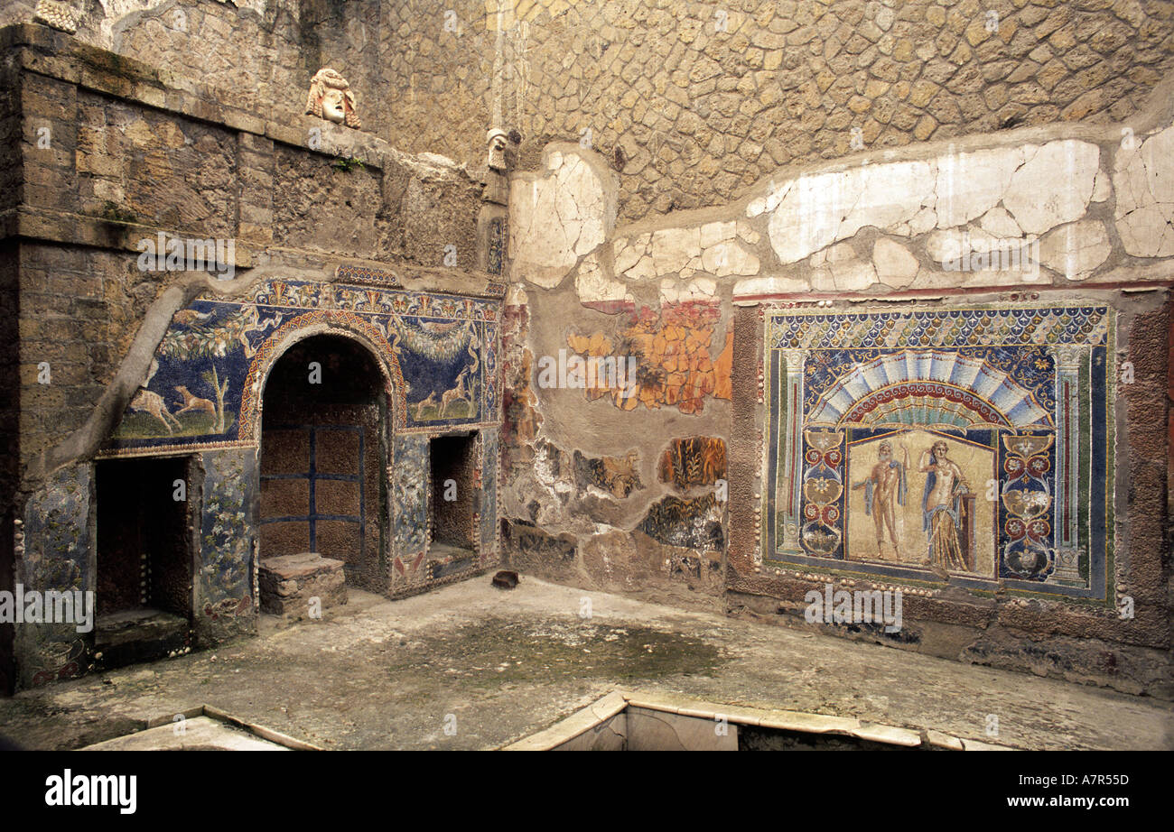 Maison de Neptune et Amphitrite à Herculanum Naples Italie Banque D'Images