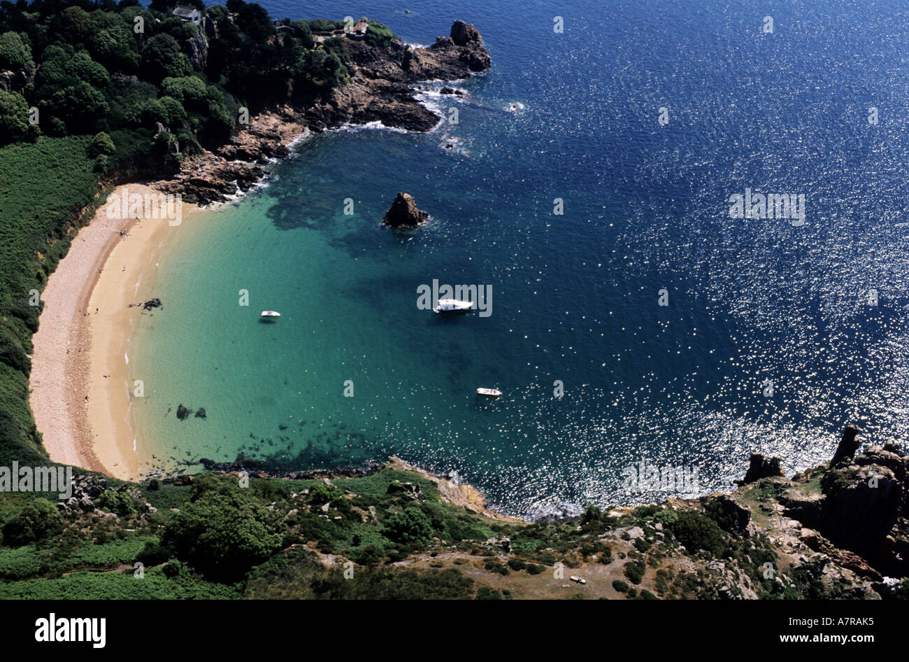 Royaume-uni, Channel Islands, Île de Jersey, la baie préservée de Beauport (vue aérienne) Banque D'Images
