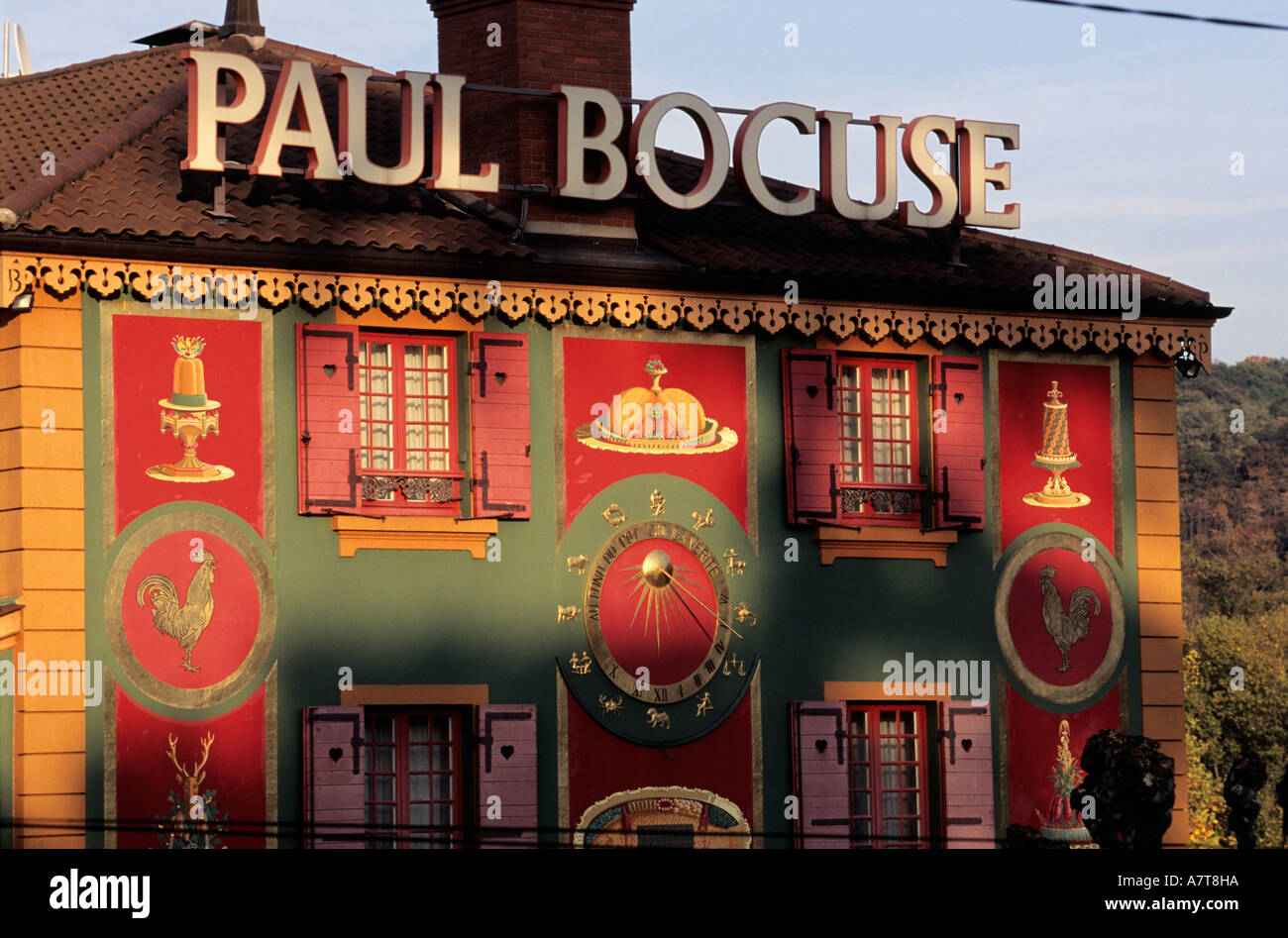 France, Rhône, restaurant Paul Bocuse à Collonges au Mont d'Or Lyonnais région Banque D'Images