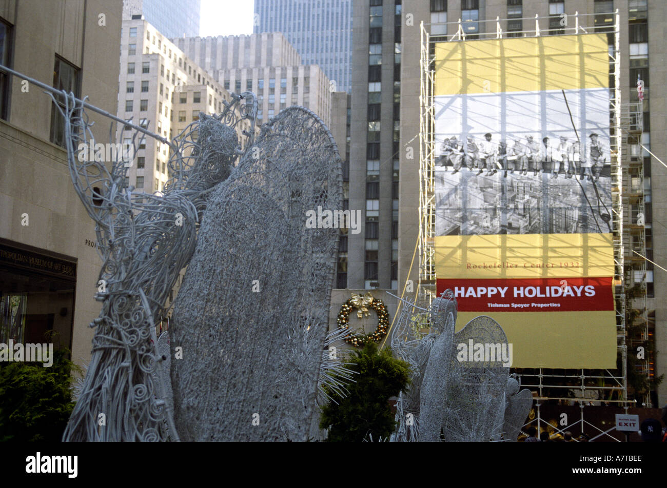 Des anges, au Rockefeller Center, New York à l'époque de Noël Banque D'Images