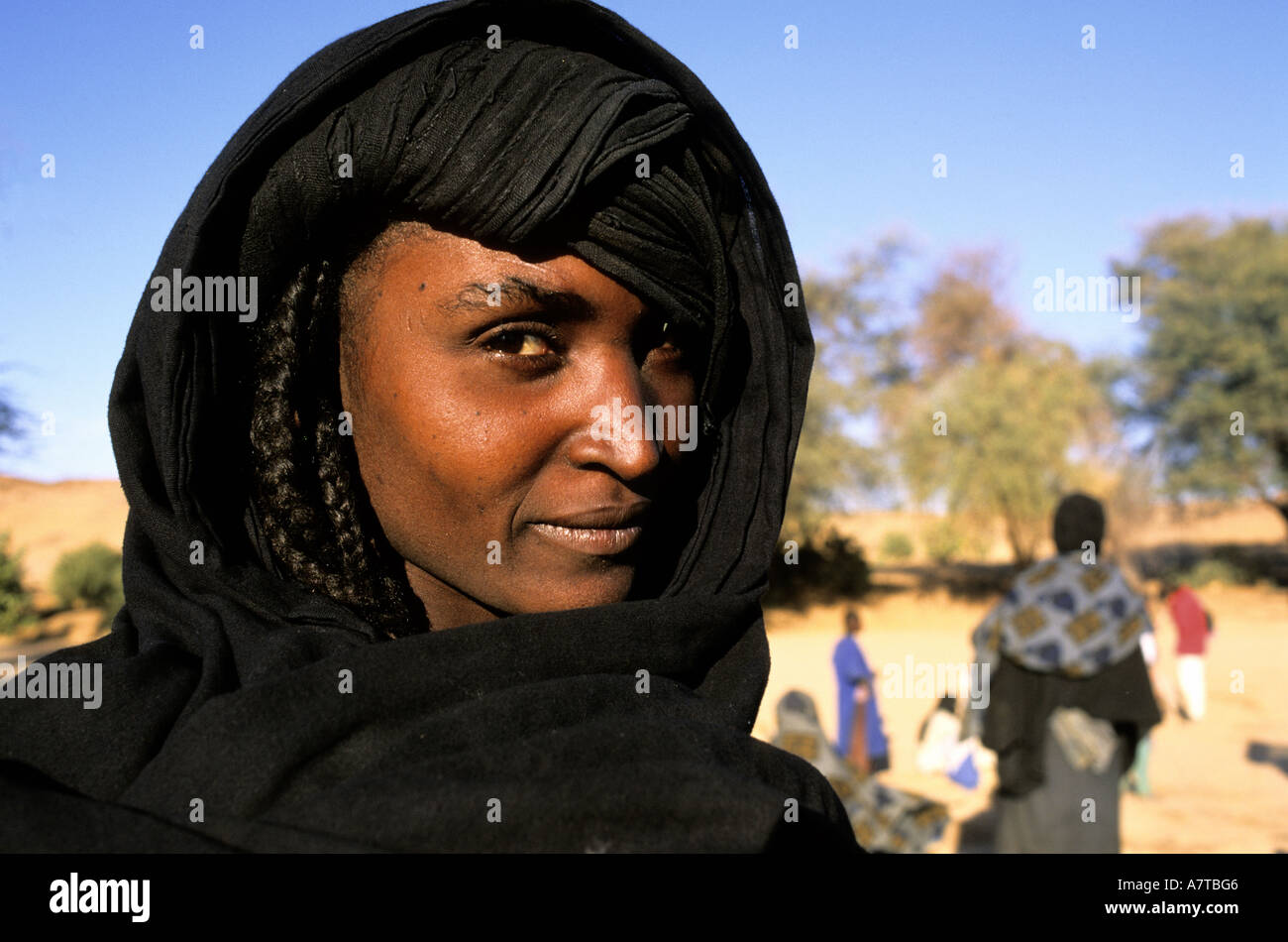 Le Niger, Sahara occidental, région de l'air, femme touareg Banque D'Images