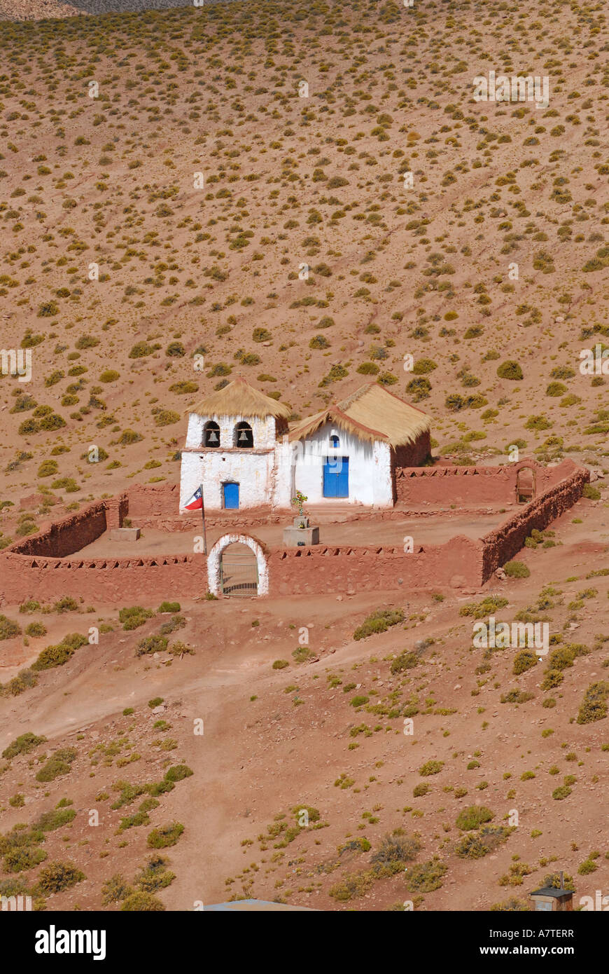 L'église de l'Altiplano chilien Machuca désert d'Atacama au Chili Banque D'Images