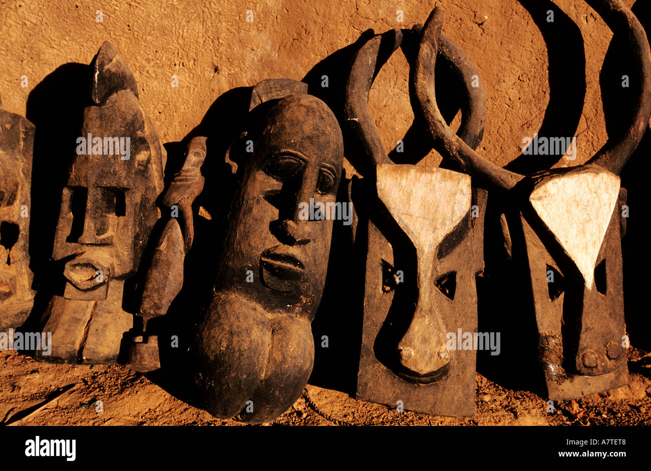 Mali, Pays Dogon, Dogon masques Banque D'Images