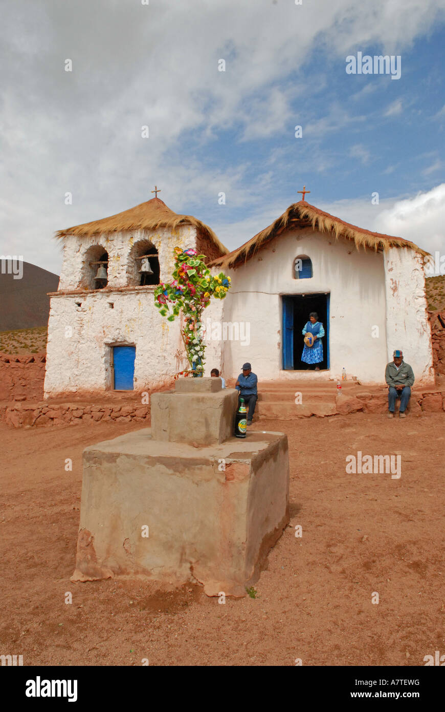 Église de Machuca dans un règlement d'Atacama désert d'Atacama au Chili Banque D'Images