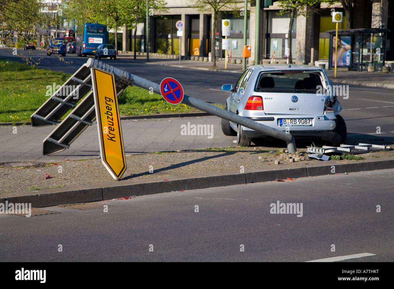 S'est écrasé après accident de voiture Berlin Allemagne Deutschland Banque D'Images