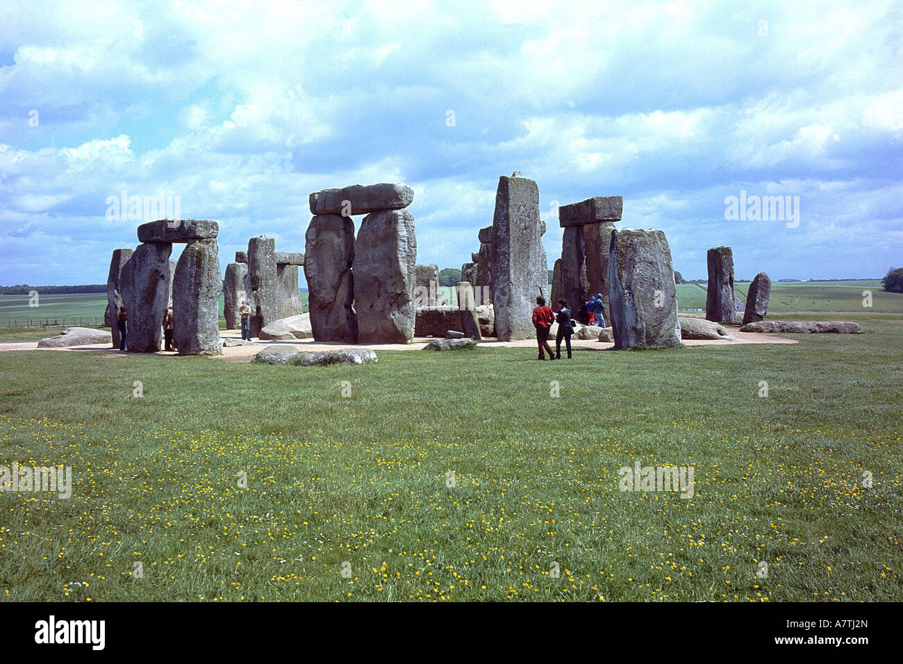 Les cercles de pierres de Stonehenge paysage sur la plaine de Salisbury Wiltshire, Angleterre Banque D'Images