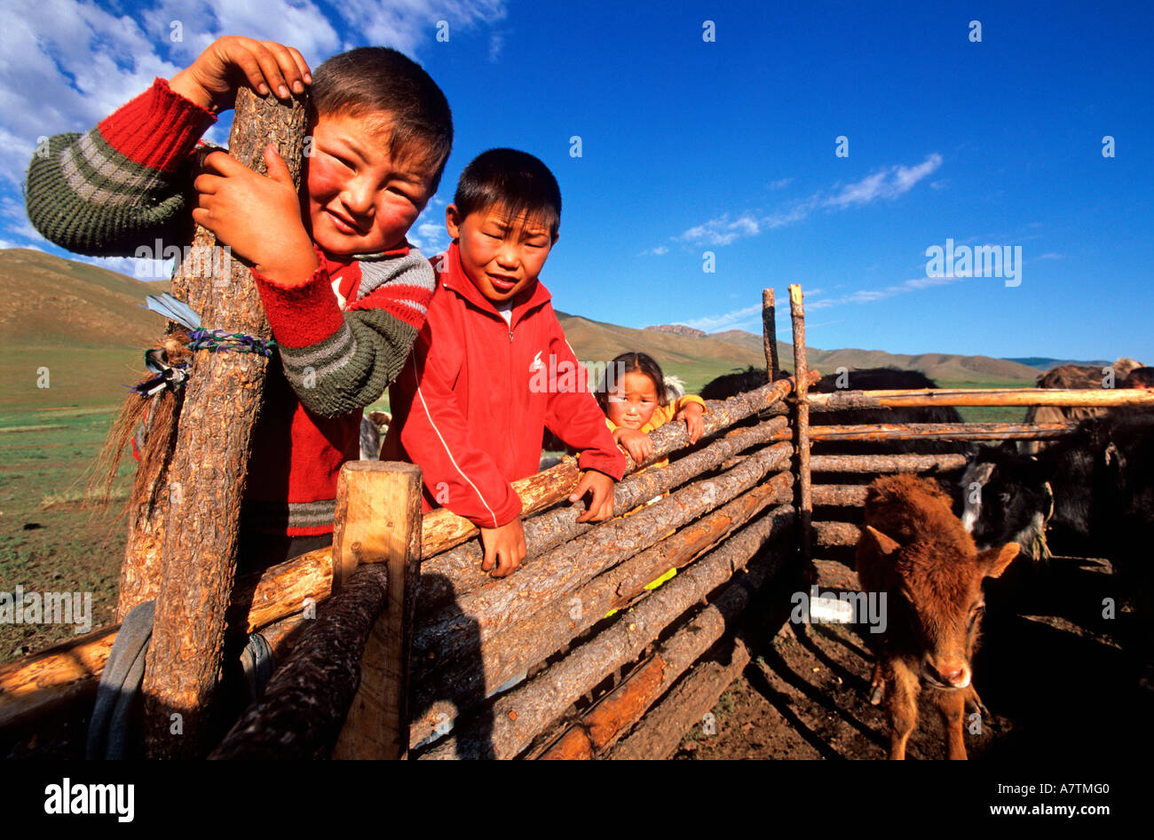 La Mongolie, Province Övörkhangaï, nomad en vallée de l'Orkhon Banque D'Images