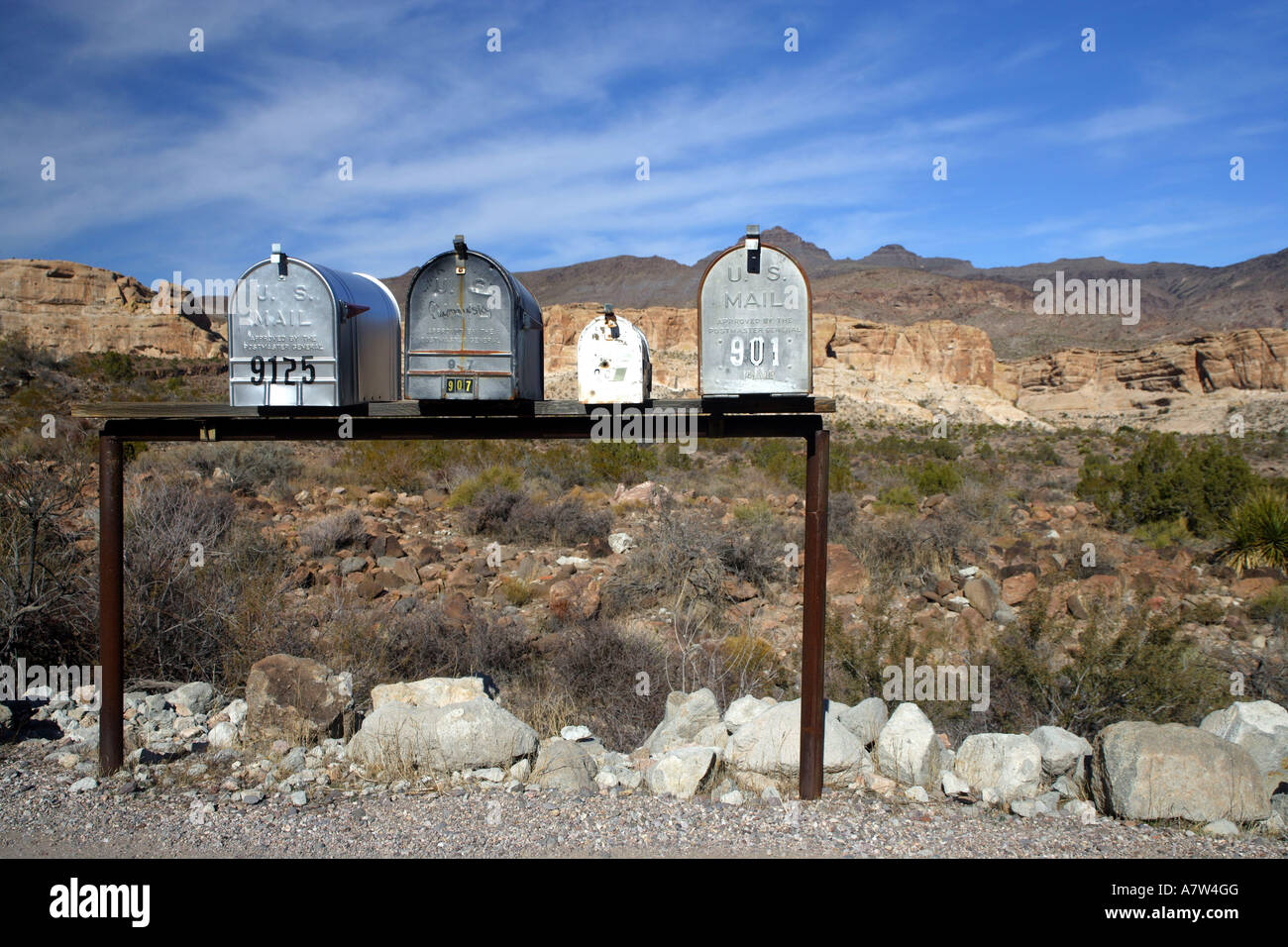 Les boîtes aux lettres dans la Death Valley, Nevada, USA Banque D'Images