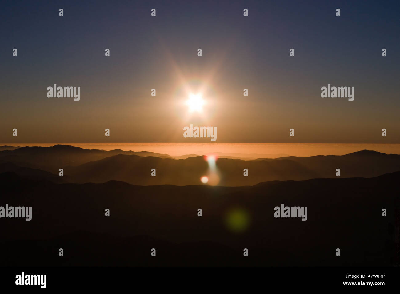 Coucher de soleil depuis le Cerro Tololo Banque D'Images