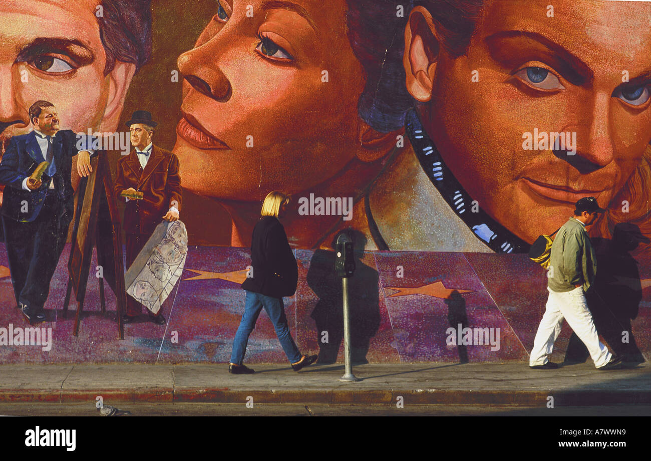 United States, California, Los Angeles, Hollywood, Joy Torrez, peinture murale représentant American movie stars Banque D'Images