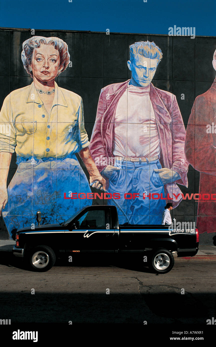 États-unis, Californie, Los Angeles, Hollywood, Joy Torrez, peinture murale représentant American movie stars Banque D'Images