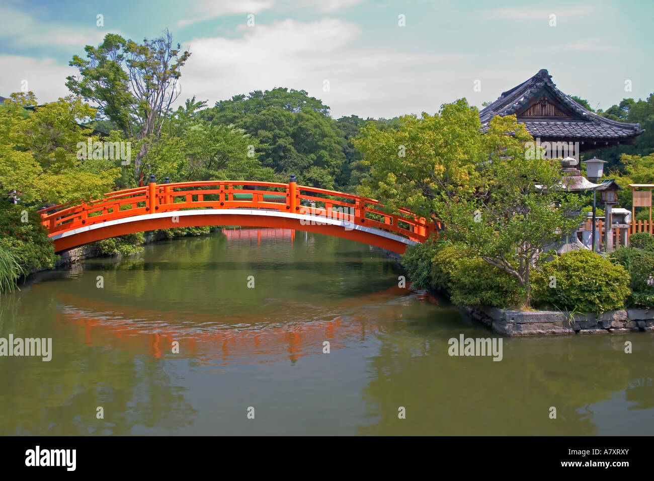 L'Asie, Japon, Kyoto, Pont Rouge Banque D'Images