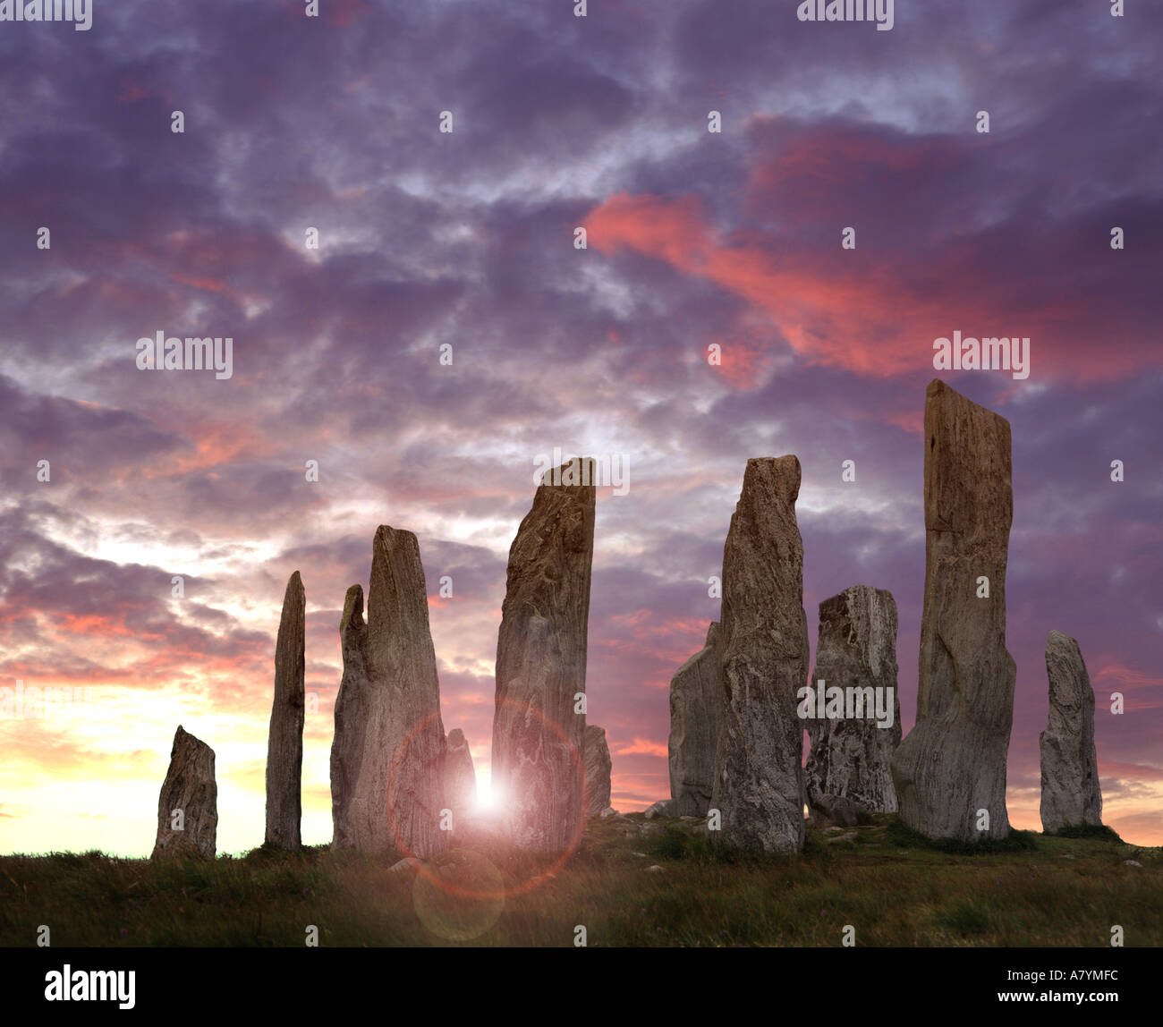 Fr - Outer Hebrides : callanish standing stones sur l'île de Lewis Banque D'Images