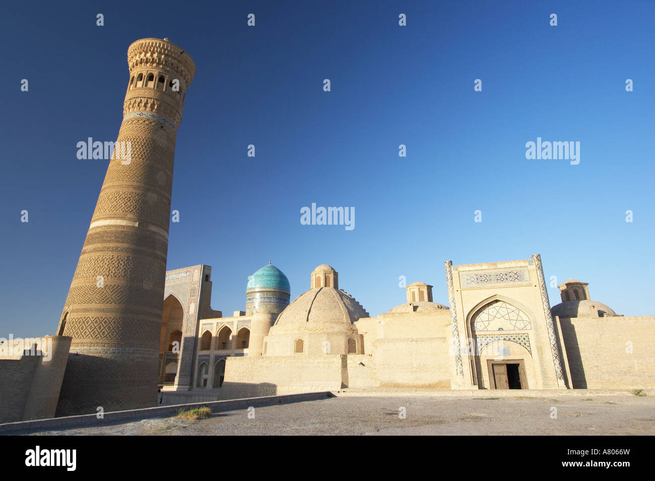 Minaret Kalon et Mir-i-Arab Medressa à Boukhara Banque D'Images