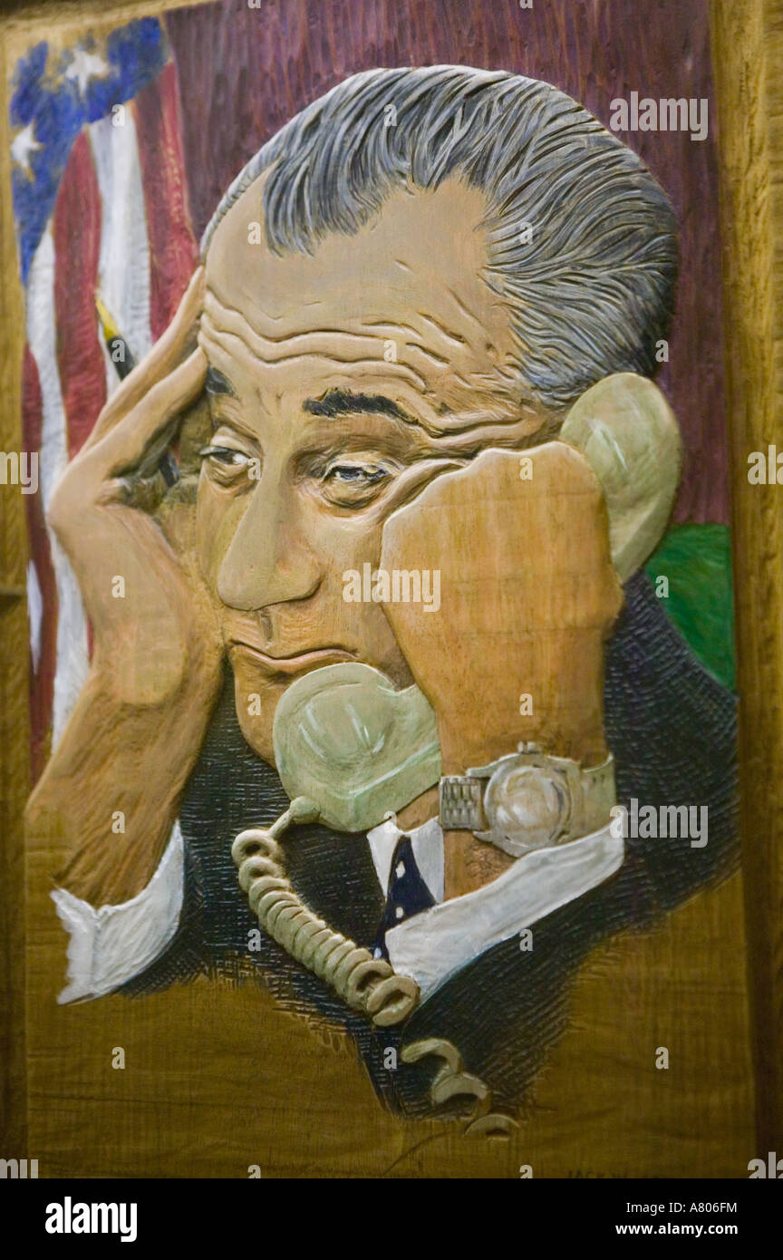 États-unis, Texas, Austin : Lyndon Baines Johnson Presidential Library & Museum LBJ Woodcut Banque D'Images